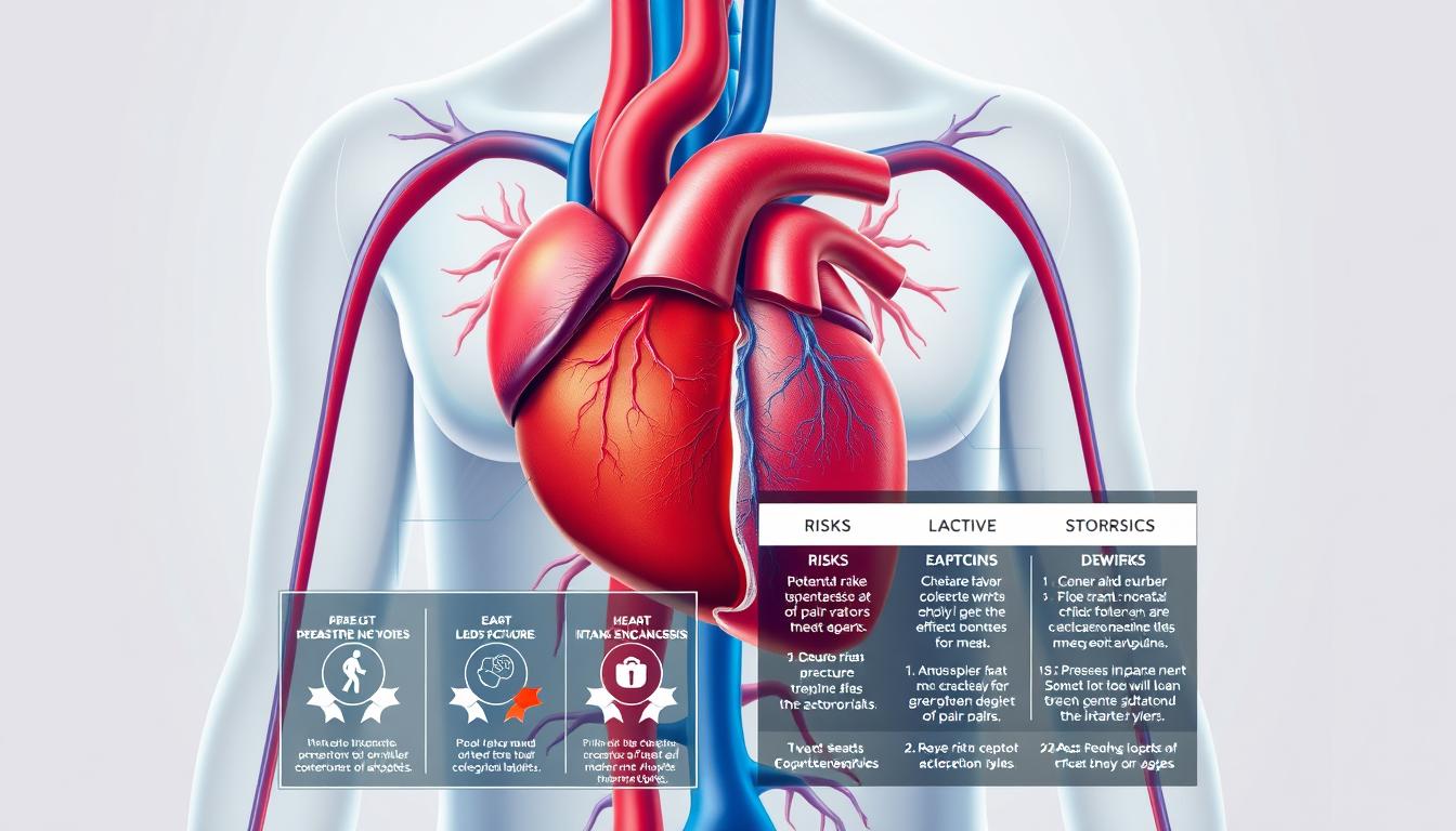 A detailed anatomical illustration of the cardiovascular system, highlighting the potential risks and impacts of over-the-counter analgesic medications. The image should feature a vibrant, colorful depiction of the heart, arteries, and veins, with emphasis on areas that may be affected by prolonged use of painkillers. The foreground should display a clear and concise visual representation of the cardiovascular consequences, such as increased blood pressure, heart rate, and potential for heart attack or stroke. The middle ground should include stylized diagrams or infographics that convey the comparative risks of different types of OTC analgesics. The background should provide a clean, minimalist setting that allows the medical information to take center stage, with subtle color gradients or patterns to enhance the overall aesthetic. A detailed anatomical illustration of the cardiovascular system, highlighting the potential risks and impacts of over-the-counter analgesic medications. The image should feature a vibrant, colorful depiction of the heart, arteries, and veins, with emphasis on areas that may be affected by prolonged use of painkillers. The foreground should display a clear and concise visual representation of the cardiovascular consequences, such as increased blood pressure, heart rate, and potential for heart attack or stroke. The middle ground should include stylized diagrams or infographics that convey the comparative risks of different types of OTC analgesics. The background should provide a clean, minimalist setting that allows the medical information to take center stage, with subtle color gradients or patterns to enhance the overall aesthetic.