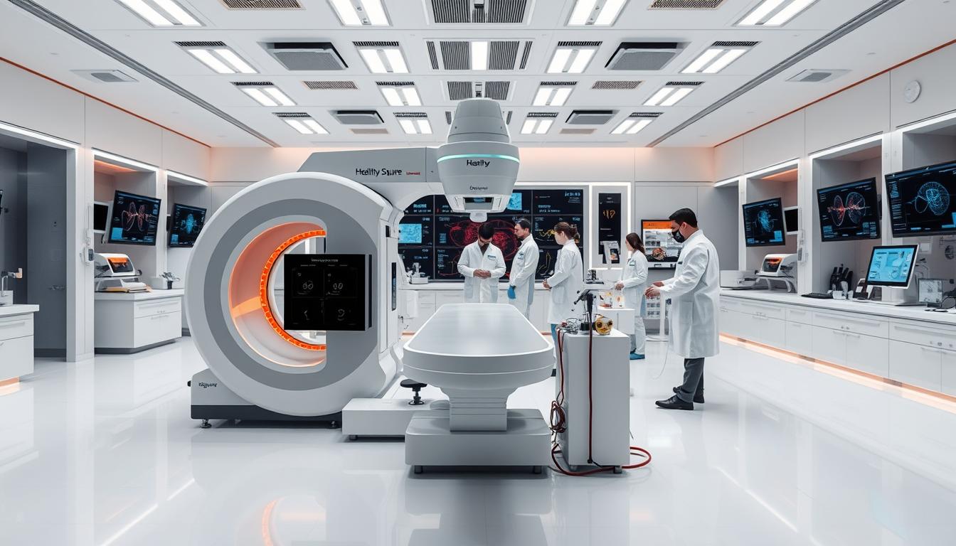 A high-tech medical laboratory with advanced diagnostic equipment, pristine white surfaces, and a sense of clinical precision. In the foreground, a Healthy Squire heart disease test station with a state-of-the-art scanner and array of sensors, bathed in vibrant, directional lighting. The middle ground features a team of lab-coated technicians meticulously analyzing data, while the background showcases an array of cutting-edge monitoring devices and screens displaying real-time heart health insights. An atmosphere of innovation, diligence, and a commitment to uncovering the deeper truths about the real causes of heart disease.