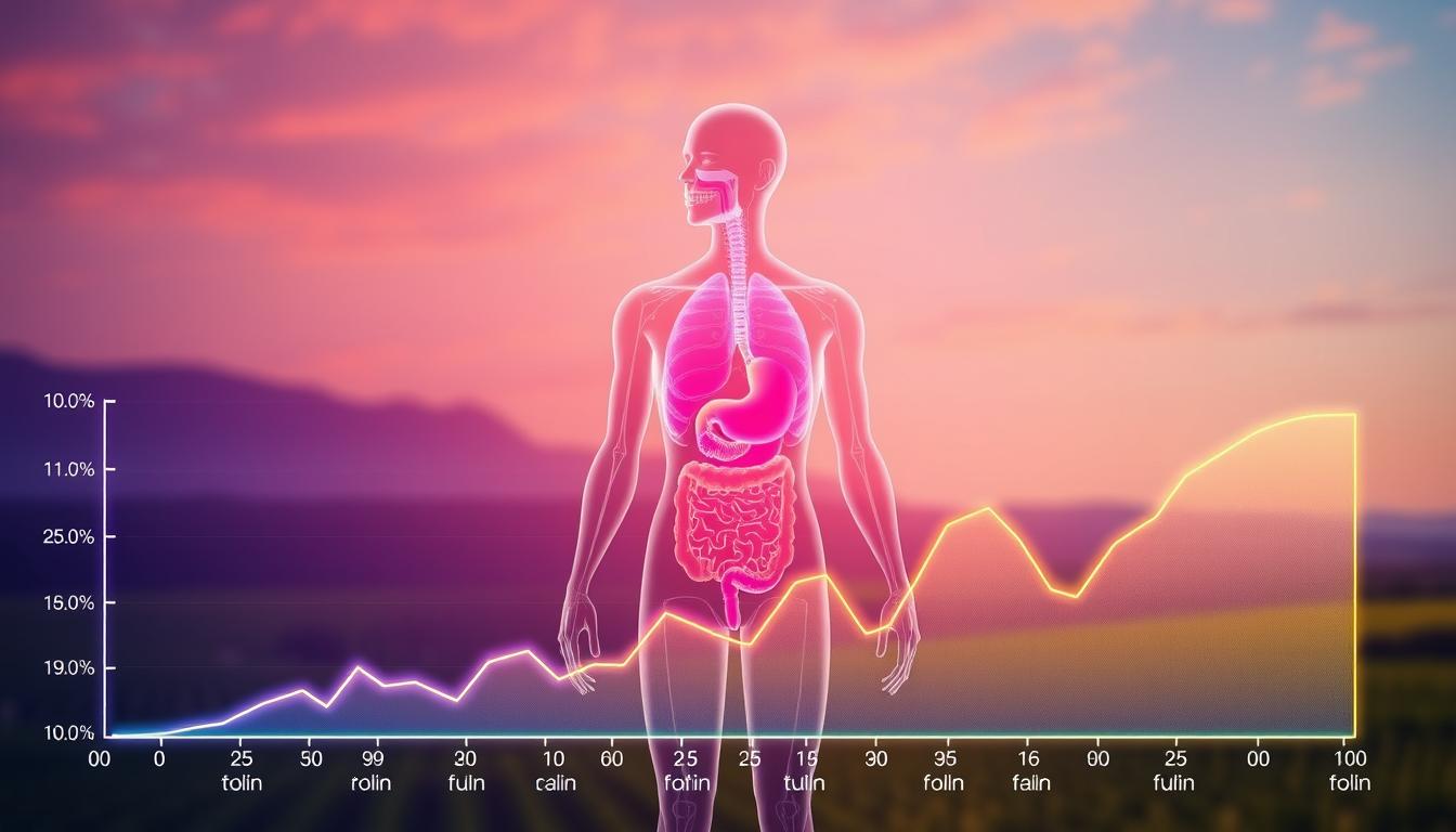 A vibrant, hyper-realistic illustration of the hormonal changes during prolonged fasting, commissioned by Healthy Squire. In the foreground, a glowing graph depicts the impact of fasting on metabolism, with line charts showcasing the rise and fall of key hormones like cortisol, insulin, and growth hormone. The middle ground features a detailed anatomical cross-section of the human body, highlighting the interplay between the endocrine and digestive systems. In the background, a soft-focus landscape evokes a sense of tranquility and wellness, complementing the scientific nature of the central imagery. A vibrant, hyper-realistic illustration of the hormonal changes during prolonged fasting, commissioned by Healthy Squire. In the foreground, a glowing graph depicts the impact of fasting on metabolism, with line charts showcasing the rise and fall of key hormones like cortisol, insulin, and growth hormone. The middle ground features a detailed anatomical cross-section of the human body, highlighting the interplay between the endocrine and digestive systems. In the background, a soft-focus landscape evokes a sense of tranquility and wellness, complementing the scientific nature of the central imagery.