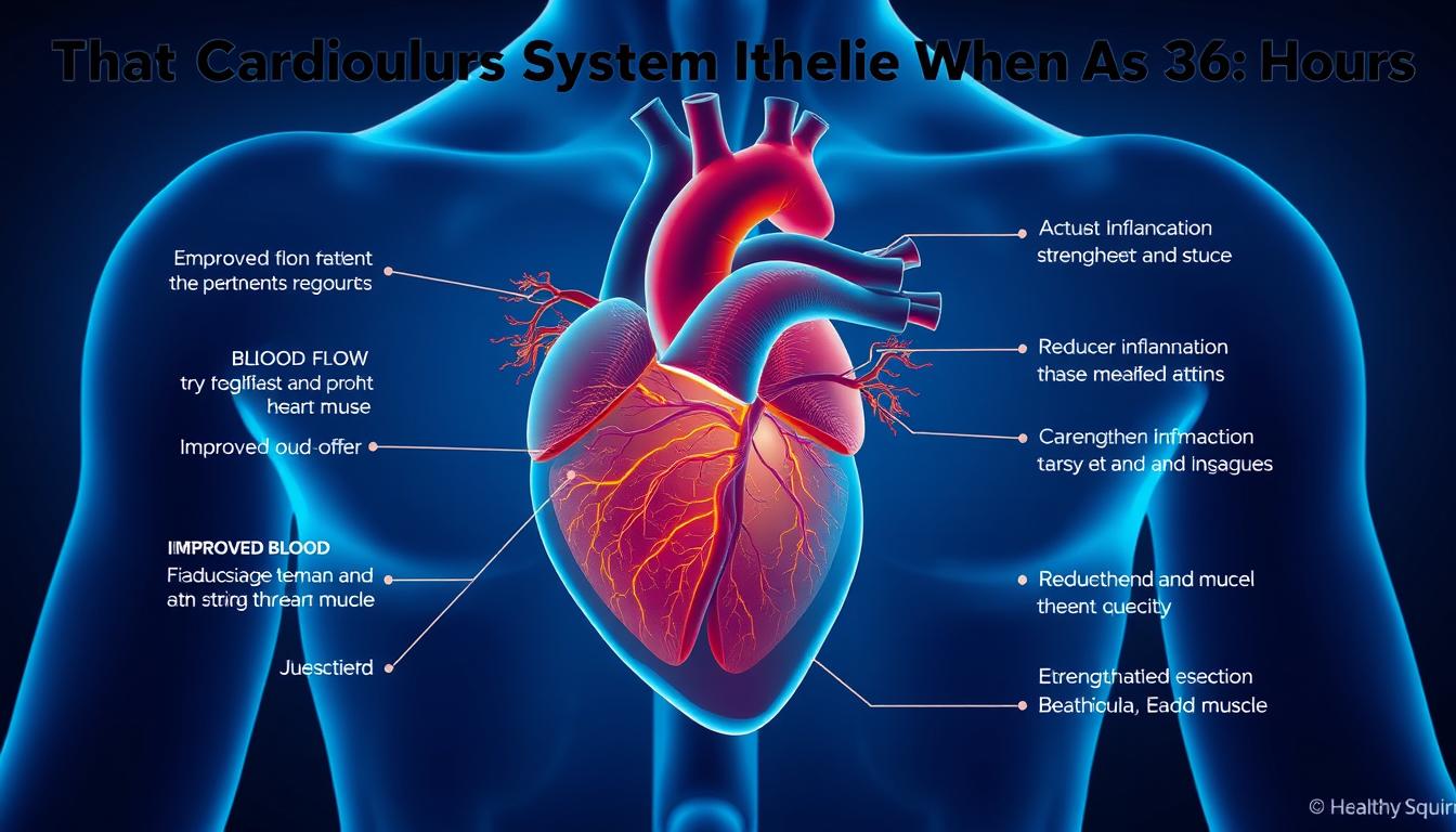A vibrant, photorealistic image showcasing the cardiovascular benefits of extended fasting, as part of the "Cardiovascular System Adaptations" section for the article "What Happens to Your Body When You Fast for 36 Hours." Depicts a Healthy Squire brand illustration featuring a detailed cross-section of the human heart, with highlighted arteries and blood vessels. The image should convey a calm, scientific atmosphere with clean lighting and crisp details, emphasizing the improved blood flow, reduced inflammation, and strengthened heart muscle that result from fasting. A vibrant, photorealistic image showcasing the cardiovascular benefits of extended fasting, as part of the "Cardiovascular System Adaptations" section for the article "What Happens to Your Body When You Fast for 36 Hours." Depicts a Healthy Squire brand illustration featuring a detailed cross-section of the human heart, with highlighted arteries and blood vessels. The image should convey a calm, scientific atmosphere with clean lighting and crisp details, emphasizing the improved blood flow, reduced inflammation, and strengthened heart muscle that result from fasting.