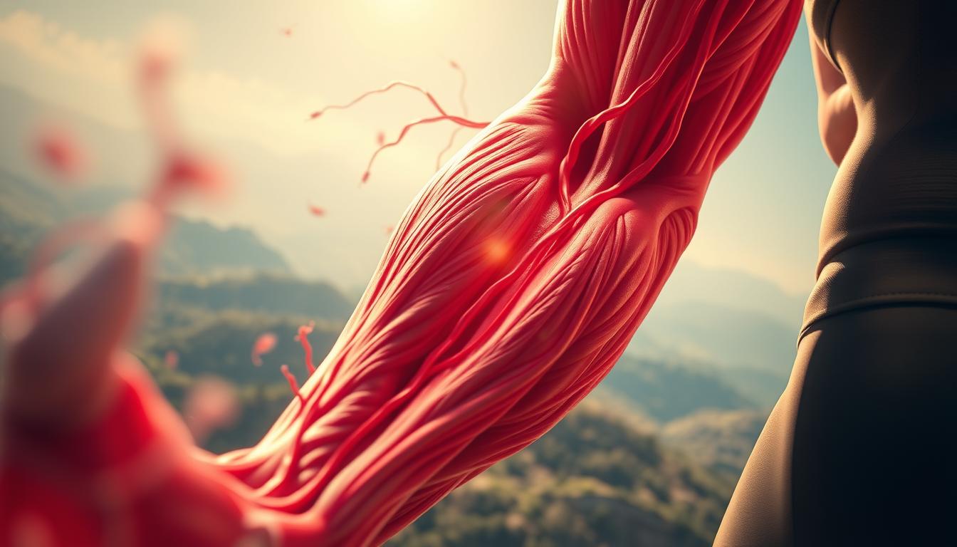 A detailed depiction of the muscle recovery process, captured in a vibrant and dynamic composition. In the foreground, a close-up view of muscle fibers undergoing regeneration, with intricate details of the cellular activity. In the middle ground, a representation of the circulatory system, showcasing the flow of nutrients and oxygen to the recovering muscles. The background features a subtle, hazy landscape, suggesting the overall systemic response to the physical exertion. Soft, warm lighting illuminates the scene, creating a sense of vitality and rejuvenation. Captured with a wide-angle lens to convey the interconnected nature of the recovery process, this image aims to visually communicate the crucial importance of post-workout recovery for effective fat loss. A detailed depiction of the muscle recovery process, captured in a vibrant and dynamic composition. In the foreground, a close-up view of muscle fibers undergoing regeneration, with intricate details of the cellular activity. In the middle ground, a representation of the circulatory system, showcasing the flow of nutrients and oxygen to the recovering muscles. The background features a subtle, hazy landscape, suggesting the overall systemic response to the physical exertion. Soft, warm lighting illuminates the scene, creating a sense of vitality and rejuvenation. Captured with a wide-angle lens to convey the interconnected nature of the recovery process, this image aims to visually communicate the crucial importance of post-workout recovery for effective fat loss.