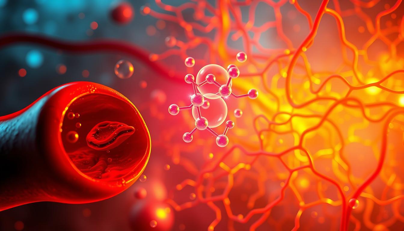 A detailed scene showcasing the science behind hydration and its impact on the human body. In the foreground, a cross-section of a blood vessel displays the flow of blood, rich in electrolytes and essential nutrients. The middle ground features a molecular simulation of electrolyte balance, with sodium, potassium, and chloride ions in vibrant, neon-like colors. In the background, a network of interconnected capillaries illuminates the intricate circulatory system, pulsing with life. The lighting is warm and natural, casting a vibrant, almost ethereal glow over the entire composition. The scene is captured with a sharp, high-resolution lens, emphasizing the technical, scientific nature of the subject matter.