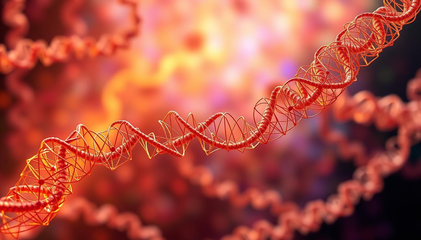 A dynamic, vibrant visualization of mitochondrial fission and fusion processes. The foreground depicts the complex interplay between mitochondrial proteins, with elongated organelles undergoing division and rejoining in a mesmerizing dance. Subtle lighting accentuates the intricate weblike structure, casting delicate shadows that hint at the organelle's three-dimensional nature. The middle ground showcases the fluid, membrane-bound nature of mitochondria, their membranes flexing and undulating as the fission and fusion events unfold. In the background, a swirling, energetic backdrop of colorful abstract patterns evokes the energy production and metabolic processes at the core of these mitochondrial dynamics.