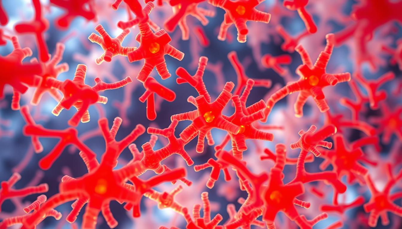 A microscopic view of the intricate mitochondrial network within muscle fibers, rendered with vibrant, lifelike detail. Numerous elongated, tubular organelles fill the cytoplasm, their inner membranes folded into cristae to optimize energy production. Mitochondria appear in shades of red and orange, reflecting their role as the powerhouses of the cell, generating ATP through oxidative phosphorylation. The scene is illuminated by a warm, directional light, casting shadows that accentuate the three-dimensional structure of these vital cellular components responsible for the muscle's ability to perform work and endure exercise.