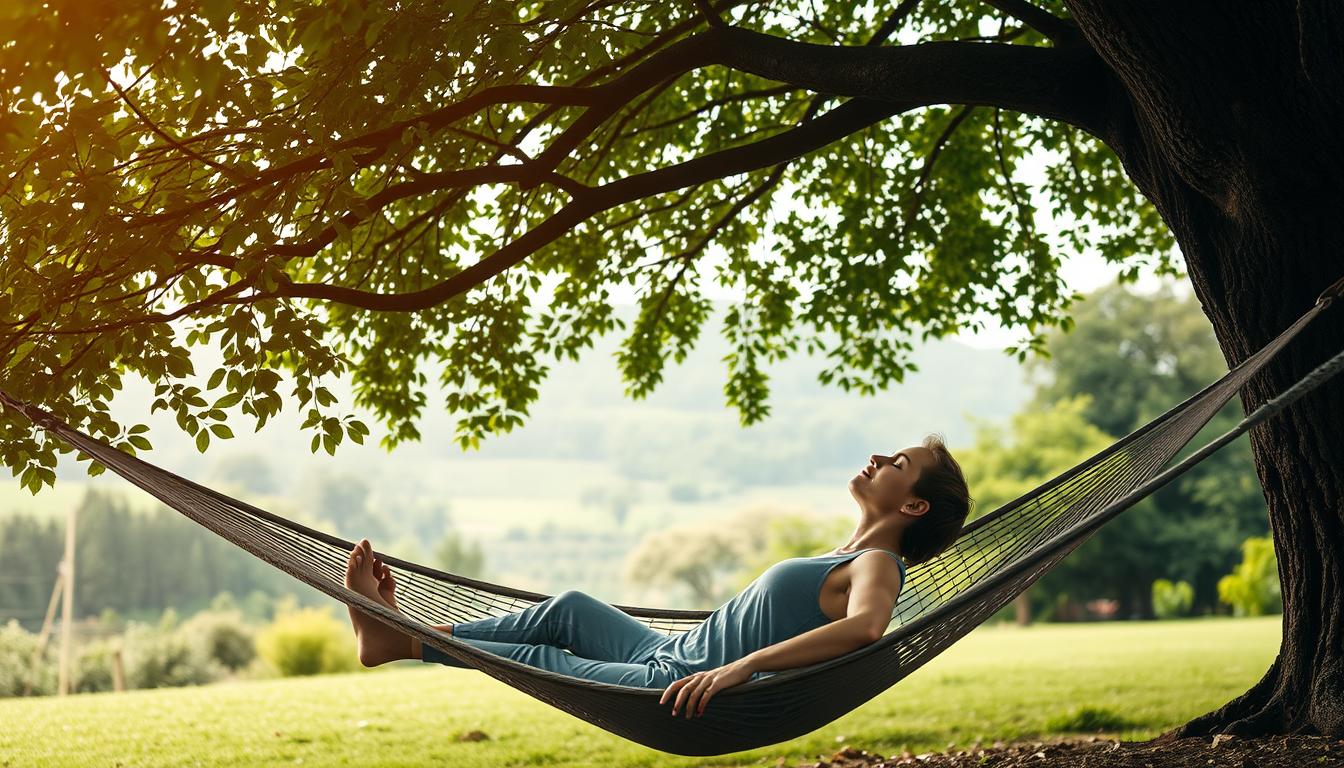 A serene outdoor scene featuring a person relaxing on a hammock under a shady tree, surrounded by lush greenery and a peaceful landscape. The soft, warm lighting and muted colors create a calming, rejuvenating atmosphere. The subject is dressed comfortably, eyes closed, suggesting a moment of rest and rejuvenation from a weight loss routine. The vibrant, verdant foliage in the background adds a sense of natural vitality and balance. A serene outdoor scene featuring a person relaxing on a hammock under a shady tree, surrounded by lush greenery and a peaceful landscape. The soft, warm lighting and muted colors create a calming, rejuvenating atmosphere. The subject is dressed comfortably, eyes closed, suggesting a moment of rest and rejuvenation from a weight loss routine. The vibrant, verdant foliage in the background adds a sense of natural vitality and balance.