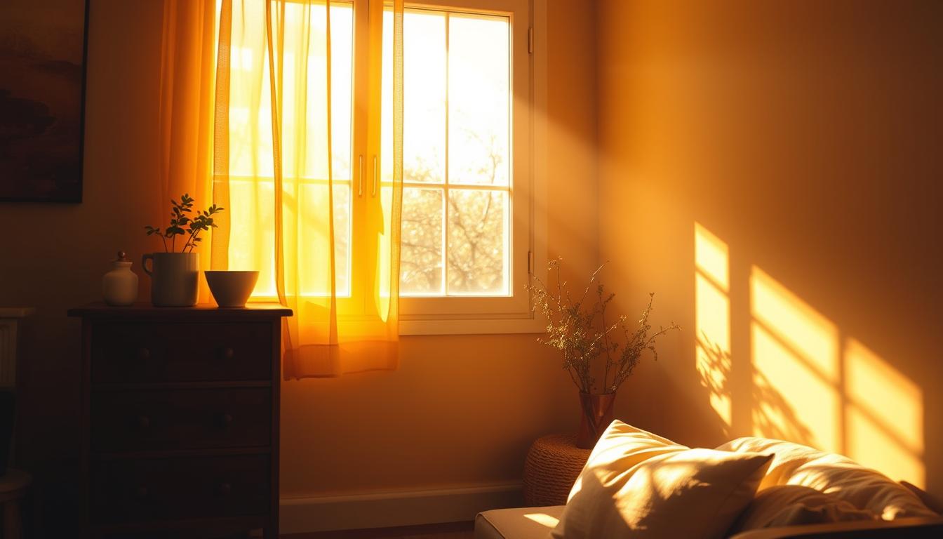 A serene, sun-dappled scene of natural light gently cascading through a window, casting a warm, golden glow upon a cozy, inviting interior. The circadian rhythm of the day is palpable, with soft shadows and highlights accentuating the organic rhythms of the space. Vibrant hues of yellow and orange dance across the walls, creating an atmosphere of tranquility and rejuvenation. A sense of balance and harmony pervades the scene, as the natural light weaves its way through the room, a reminder of the power of connecting with the rhythms of the natural world. A serene, sun-dappled scene of natural light gently cascading through a window, casting a warm, golden glow upon a cozy, inviting interior. The circadian rhythm of the day is palpable, with soft shadows and highlights accentuating the organic rhythms of the space. Vibrant hues of yellow and orange dance across the walls, creating an atmosphere of tranquility and rejuvenation. A sense of balance and harmony pervades the scene, as the natural light weaves its way through the room, a reminder of the power of connecting with the rhythms of the natural world.
