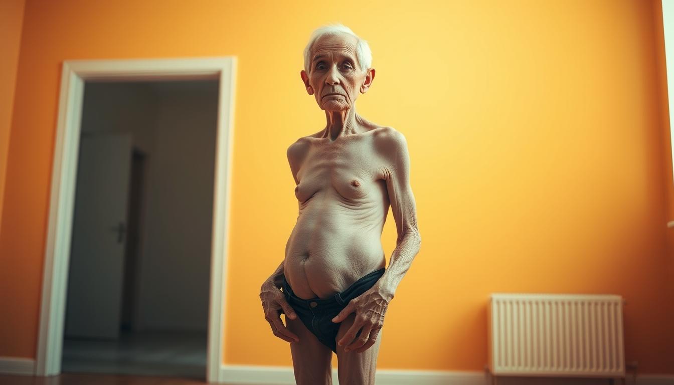 A slender, elderly person stands in a well-lit, airy room, their face etched with the signs of time. The figure's posture is upright, conveying a sense of resilience despite the visible weight loss. The background is a warm, vibrant palette, creating a sense of vitality and hope. The lighting is soft and diffused, accentuating the subject's delicate features and casting a gentle glow. The scene evokes a thoughtful, introspective mood, inviting the viewer to consider the impact of age-related weight loss and the potential solutions that could empower individuals in this stage of life. A slender, elderly person stands in a well-lit, airy room, their face etched with the signs of time. The figure's posture is upright, conveying a sense of resilience despite the visible weight loss. The background is a warm, vibrant palette, creating a sense of vitality and hope. The lighting is soft and diffused, accentuating the subject's delicate features and casting a gentle glow. The scene evokes a thoughtful, introspective mood, inviting the viewer to consider the impact of age-related weight loss and the potential solutions that could empower individuals in this stage of life.