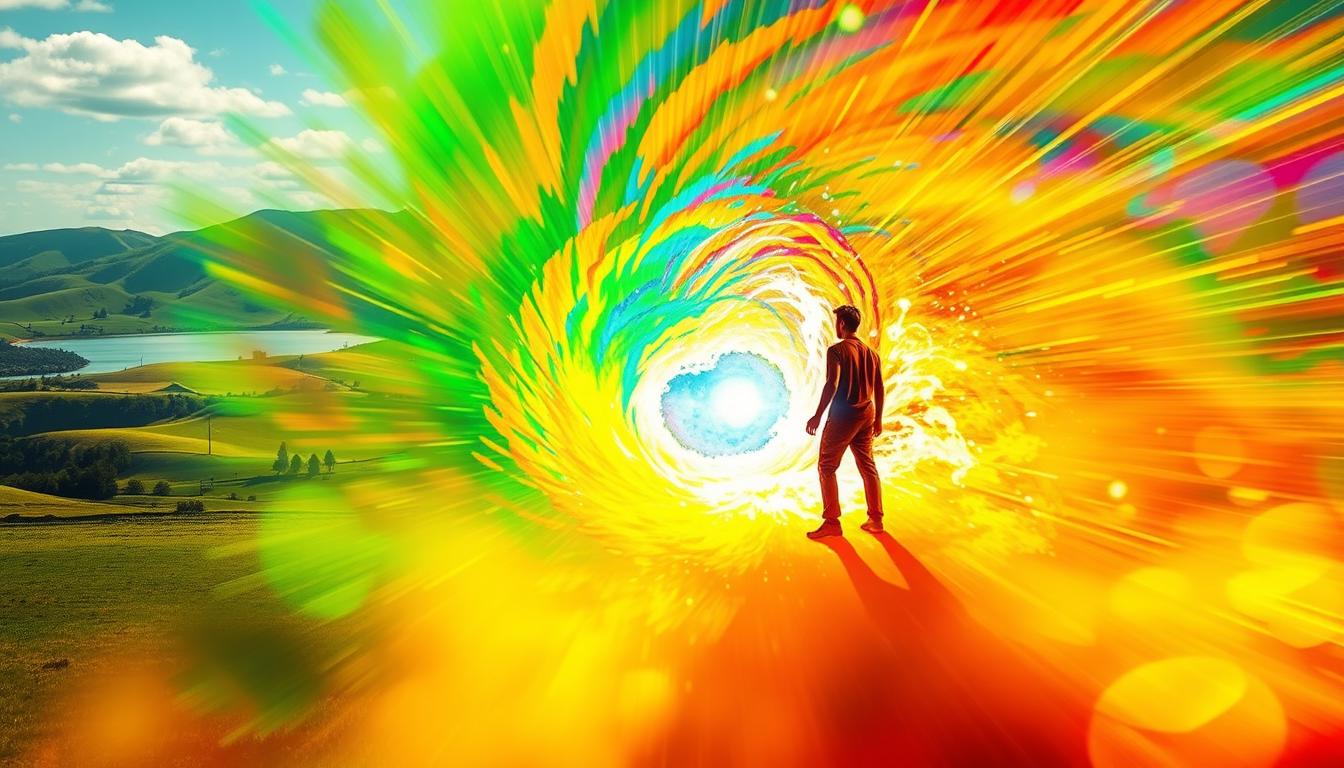 A vibrant and colorful epic scene depicting the process of detoxing from vaccine toxins. In the foreground, a figure stands amidst a swirling vortex of multicolored energy, symbolizing the expulsion of harmful substances from the body. Vivid hues of greens, blues, and oranges radiate outward, illuminating the background which features a serene, natural landscape - rolling hills, a tranquil lake, and a clear sky. The lighting is warm and diffused, creating a sense of balance and healing. The composition is dynamic, with diagonal lines and a sense of movement, conveying the transformative nature of the detox process. A vibrant and colorful epic scene depicting the process of detoxing from vaccine toxins. In the foreground, a figure stands amidst a swirling vortex of multicolored energy, symbolizing the expulsion of harmful substances from the body. Vivid hues of greens, blues, and oranges radiate outward, illuminating the background which features a serene, natural landscape - rolling hills, a tranquil lake, and a clear sky. The lighting is warm and diffused, creating a sense of balance and healing. The composition is dynamic, with diagonal lines and a sense of movement, conveying the transformative nature of the detox process.