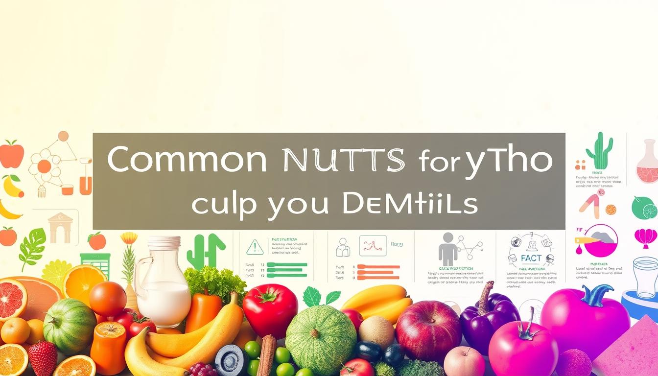 A vibrant and dynamic visual representation of common nutrition myths being debunked. In the foreground, a collage of various food items and health symbols, symbolizing the diverse aspects of nutrition. In the middle ground, scientific diagrams and infographics that challenge and refute popular misconceptions. The background features a clean, minimalist design with a soft, warm lighting, creating a sense of clarity and authority. The overall composition aims to convey the idea of separating fact from fiction in the realm of diet and health, empowering the viewer with a deeper understanding of nutritional truths.