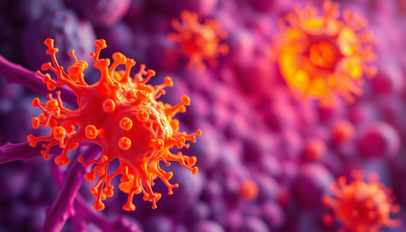 A vibrant microscopic scene depicting the role of mitochondria in weight loss. In the foreground, a cluster of dynamic mitochondria, their intricate cristae and vibrant orange hues standing out against a backdrop of adipose tissue. The mitochondria appear to be actively engaged in energy production, their inner workings visible through a detailed, high-resolution lens. In the middle ground, fat cells in various stages of metabolism, some diminishing in size as the mitochondria work to convert stored energy. The overall atmosphere conveys a sense of cellular activity and the critical relationship between mitochondrial function and weight management.