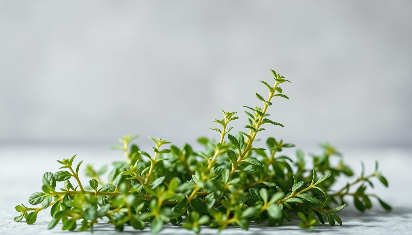 Vibrant oregano sprigs in crisp natural lighting, showcasing their distinct green hues and delicate, lively leaves. The herbs are arranged against a soft, muted background, allowing the foreground to take center stage. A sense of freshness and vitality emanates from the carefully composed scene, captured through a wide-angle lens to emphasize the herb's bountiful presence. The overall mood is one of health, wellness, and the promise of metabolic benefits inherent in this fragrant culinary delight.