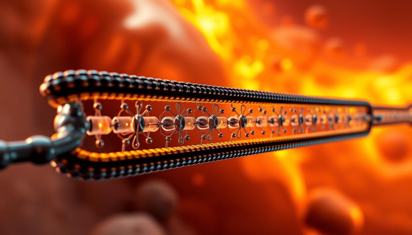a highly detailed and scientifically accurate illustration of the electron transport chain, set against a vibrant, glowing background. the foreground depicts the complex series of protein complexes and electron carriers embedded in the inner mitochondrial membrane, with a focus on the flow of electrons through the various stages of oxidative phosphorylation. the middle ground showcases the intricate and dynamic nature of this process, with subtle gradients and textures to convey the energy and movement. the background features a warm, luminous palette, evoking the idea of mitochondrial function as the powerhouse of the cell. the overall scene is rendered with a high level of technical precision and attention to detail, capturing the elegance and complexity of this fundamental biological process.