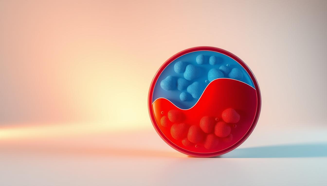 A detailed cross-section diagram showcasing the contrasting levels of low-density lipoprotein (LDL) and high-density lipoprotein (HDL) cholesterol. In the foreground, a vibrant, color-coded illustration delineates the lipid profiles, with LDL depicted in a deep red hue and HDL in a serene blue. The middle ground features a clean, minimalist layout with a neutral background, allowing the cholesterol data to take center stage. Subtle lighting casts a warm, inviting glow, complementing the technical precision of the scientific visualization. The overall mood is one of clarity and focus, guiding the viewer's attention to the key information about cholesterol levels.
