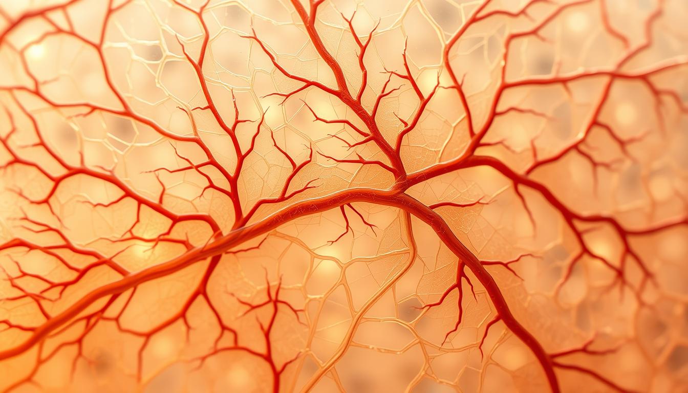 A detailed cross-section of the complex, interconnected fascia structure that supports the human body. Intricate layers of collagenous and elastin fibers interwoven with nerves and blood vessels, creating a vibrant, dynamic web-like matrix. Diffused, warm lighting illuminates the translucent, ghostly quality of the fascia, revealing its hidden depth and three-dimensional architecture. Capture the delicate, tensile nature of this vital connective tissue, essential for mobility, stability, and pain relief. A detailed cross-section of the complex, interconnected fascia structure that supports the human body. Intricate layers of collagenous and elastin fibers interwoven with nerves and blood vessels, creating a vibrant, dynamic web-like matrix. Diffused, warm lighting illuminates the translucent, ghostly quality of the fascia, revealing its hidden depth and three-dimensional architecture. Capture the delicate, tensile nature of this vital connective tissue, essential for mobility, stability, and pain relief.