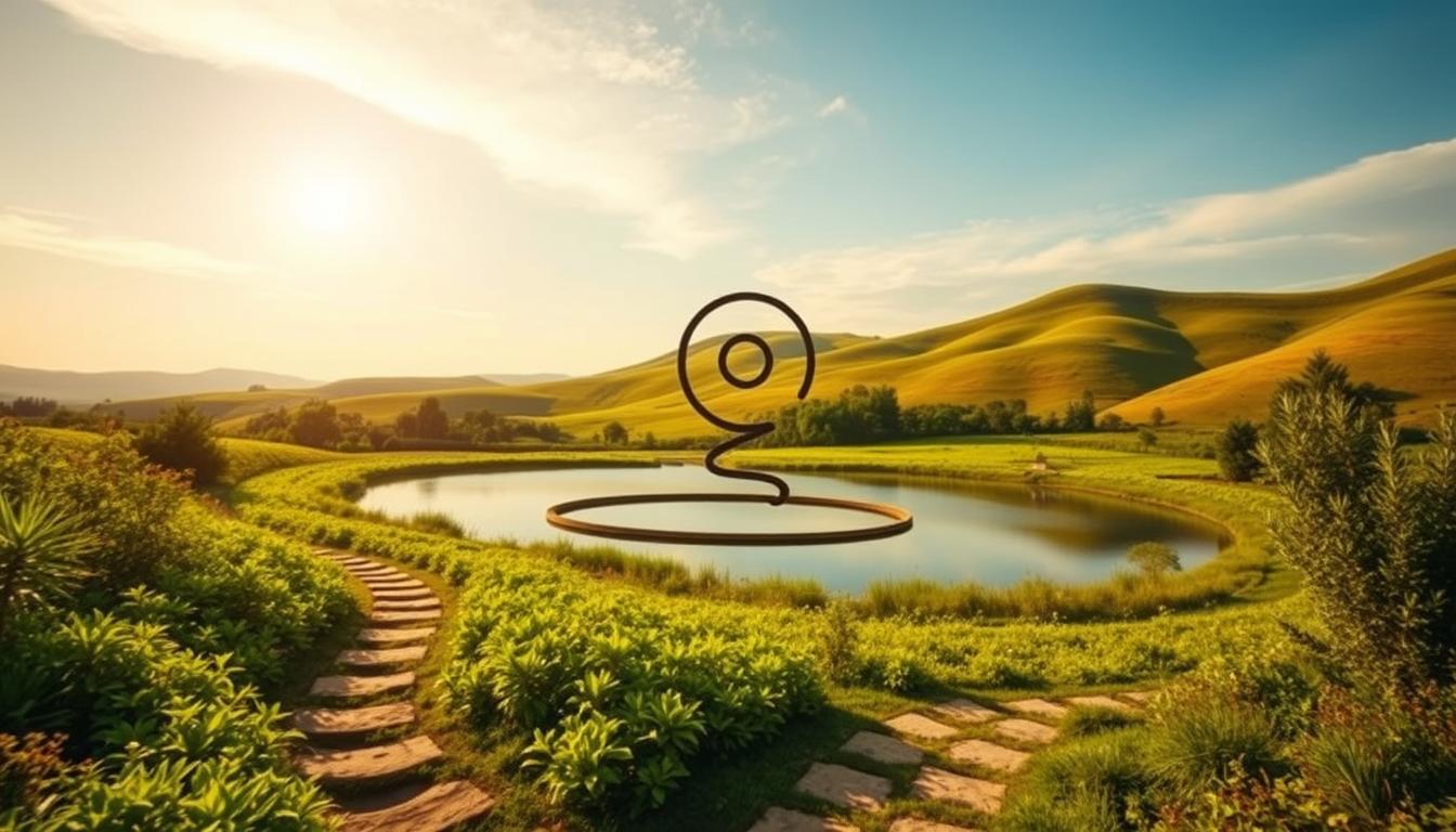 A serene, vibrant landscape with a spiral motif represents the "craving spiral" of mental health challenges. In the foreground, a winding path leads through a lush, verdant garden, symbolizing the cyclical nature of cravings. The middle ground features a tranquil pond, its surface reflecting the spiral form, suggesting the introspective journey of understanding one's mental state. In the background, rolling hills and a clear, azure sky create a calming, therapeutic atmosphere. Warm, diffused lighting casts a serene glow, evoking a sense of inner peace and clarity. This visually striking image invites the viewer to contemplate the nuances of the "craving spiral" and find constructive ways to navigate it.
