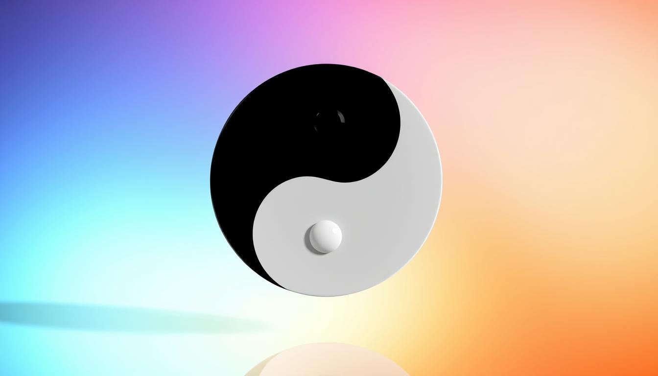 A serene yin yang symbol, its iconic black and white shapes in perfect balance, floats against a vibrant gradient background. The contrasting halves are rendered with meticulous detail, their curves and edges precisely defined. Gentle light dances across the symbol, creating subtle highlights and shadows that accentuate its three-dimensional form. The overall scene conveys a sense of harmony, balance, and the essential principles of traditional Chinese medicine - the interplay of opposites, the cycle of change, and the pursuit of holistic wellness.