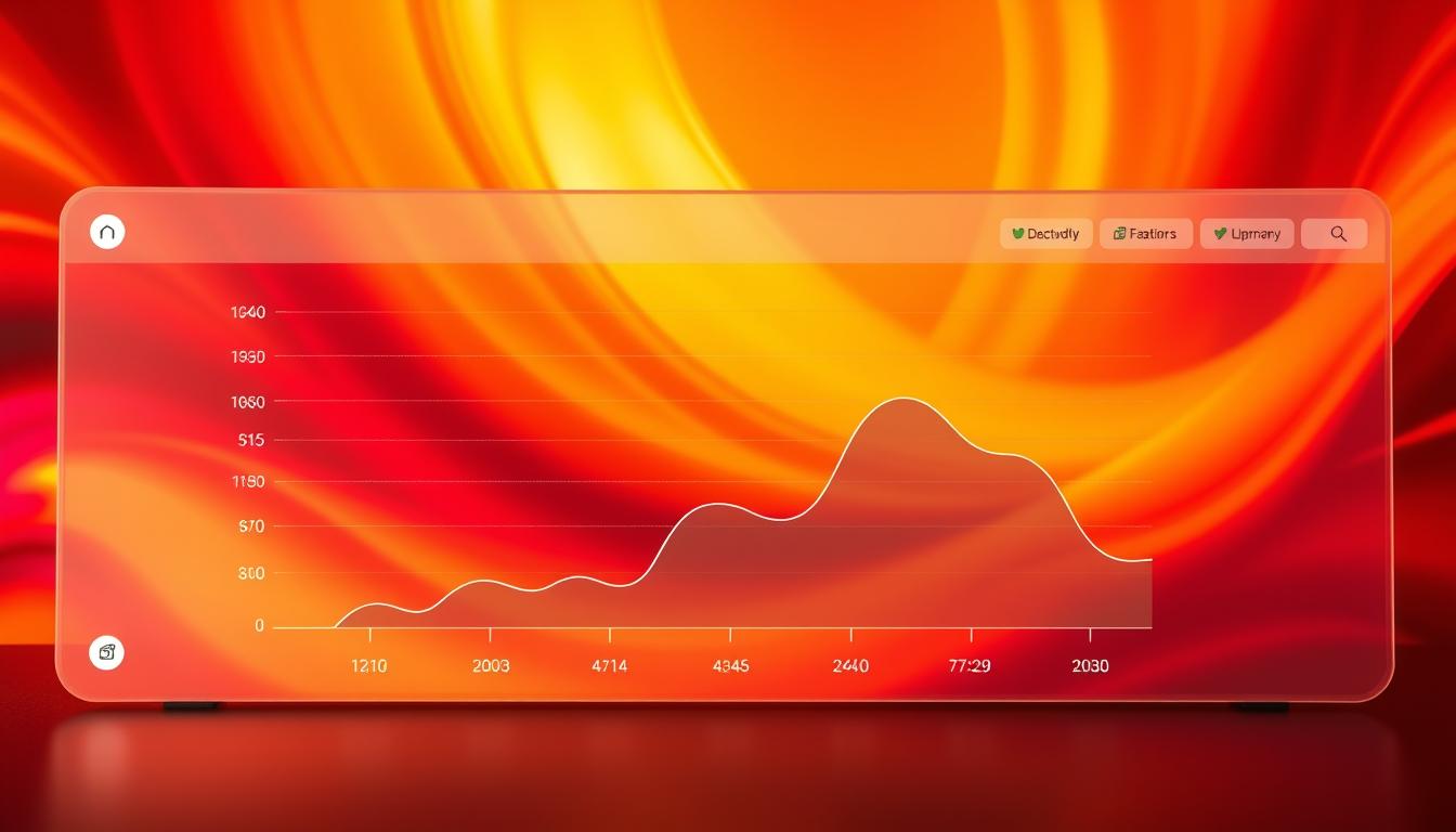 A vibrant, swirling backdrop of warm hues - oranges, reds, and yellows - creates a dynamic canvas. In the foreground, a stylized graph depicting intermittent fasting progress over time, with a smooth, data-driven line tracing the user's weight loss journey. The graph is displayed on a sleek, minimalist dashboard, complete with clean, modern typography and subtle grid lines to accentuate the data visualization. Subtle lighting casts a soft, ambient glow, highlighting the clarity and precision of the progress tracking interface. The overall atmosphere conveys a sense of empowerment, motivation, and a dedication to personal health and wellness.