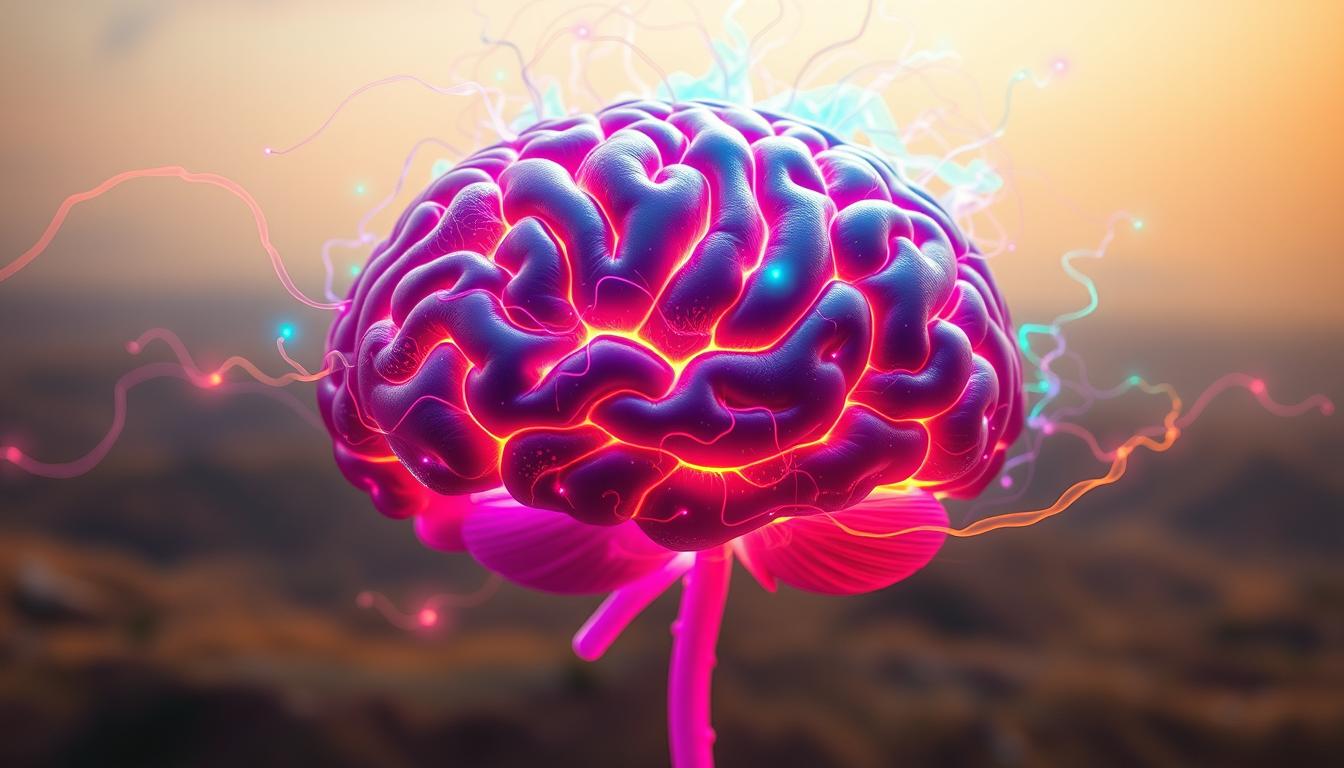 A vibrant, swirling tapestry of neural pathways, shattering the shackles of cravings. In the foreground, a human brain, its intricate folds and gyri illuminated by a soft, ethereal glow. Surrounding it, a kaleidoscope of pulsing, neon-hued energy, representing the rewiring process that takes place as the subject conquers their food cravings. In the background, a hazy, dreamlike landscape, where the boundaries between the physical and the cerebral blur, symbolizing the transformative power of the 3-Minute Rule. Captured through a wide-angle lens, the image conveys a sense of expansive potential and the limitless possibilities of the human mind.