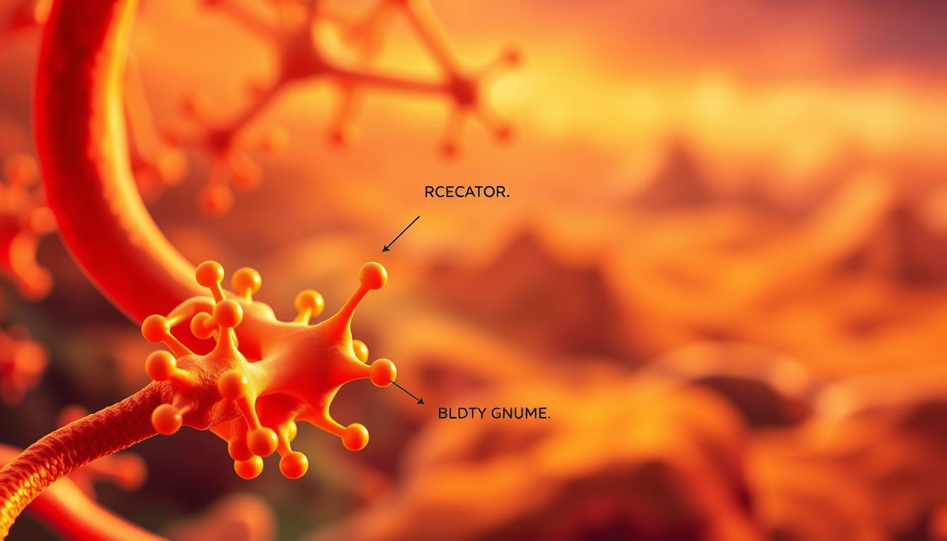 A close-up view of various pharmacological applications of cholecystokinin (CCK), the hormone responsible for regulating satiety and digestion. In the foreground, a detailed illustration depicts the interaction between CCK and its receptors, highlighting its role in stimulating the release of digestive enzymes and bile. The middle ground showcases the potential therapeutic uses of CCK, such as its application in the treatment of gastrointestinal disorders and appetite regulation. The background features a vibrant, abstract landscape suggestive of the complex biochemical pathways and physiological processes regulated by this multifaceted hormone. Warm, vivid lighting and a sharp, photorealistic style lend a sense of scientific precision and depth to the overall composition.