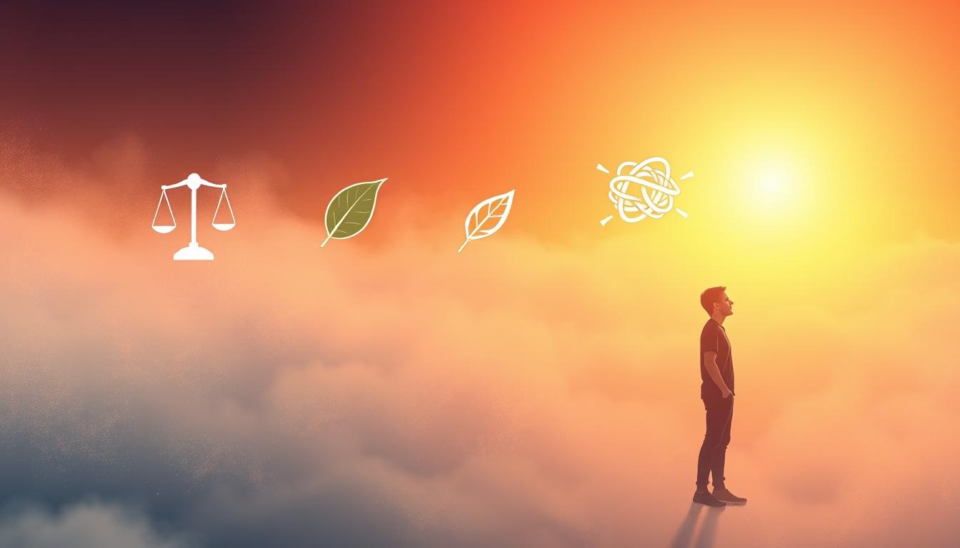 A serene, minimalist illustration depicting the debunking of common keto weight loss myths. In the foreground, a person stands confidently, eyes focused, surrounded by shimmering mist. In the middle ground, stylized icons representing misconceptions about keto - a broken scale, a wilting leaf, and a tangled knot - gradually dissolve into thin air. The background is a vibrant, gradient-filled void, hinting at the transformative potential of the ketogenic diet. Warm, soft lighting casts a gentle glow, creating an atmosphere of clarity and empowerment. Rendered in a clean, modern aesthetic that conveys the trustworthiness of science-backed information.