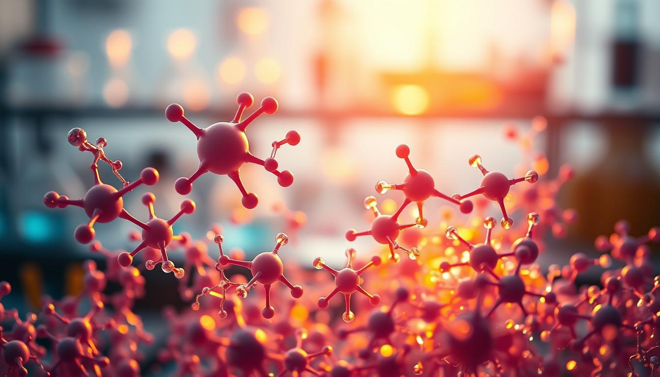 A vibrant close-up of therapeutic proteins, their complex molecular structures shimmering with an ethereal glow. The foreground showcases the intricate interplay of various bioactive compounds, their shapes and colors hinting at their unique functions. In the middle ground, a blurred backdrop of laboratory equipment and glassware, suggesting the scientific context. The lighting is soft and diffuse, casting a warm, meditative atmosphere that invites contemplation of the delicate balance of these powerful biomolecules. The overall composition conveys a sense of wonder and possibility, as if these proteins hold the key to unlocking new frontiers in targeted nutraceutical therapies.