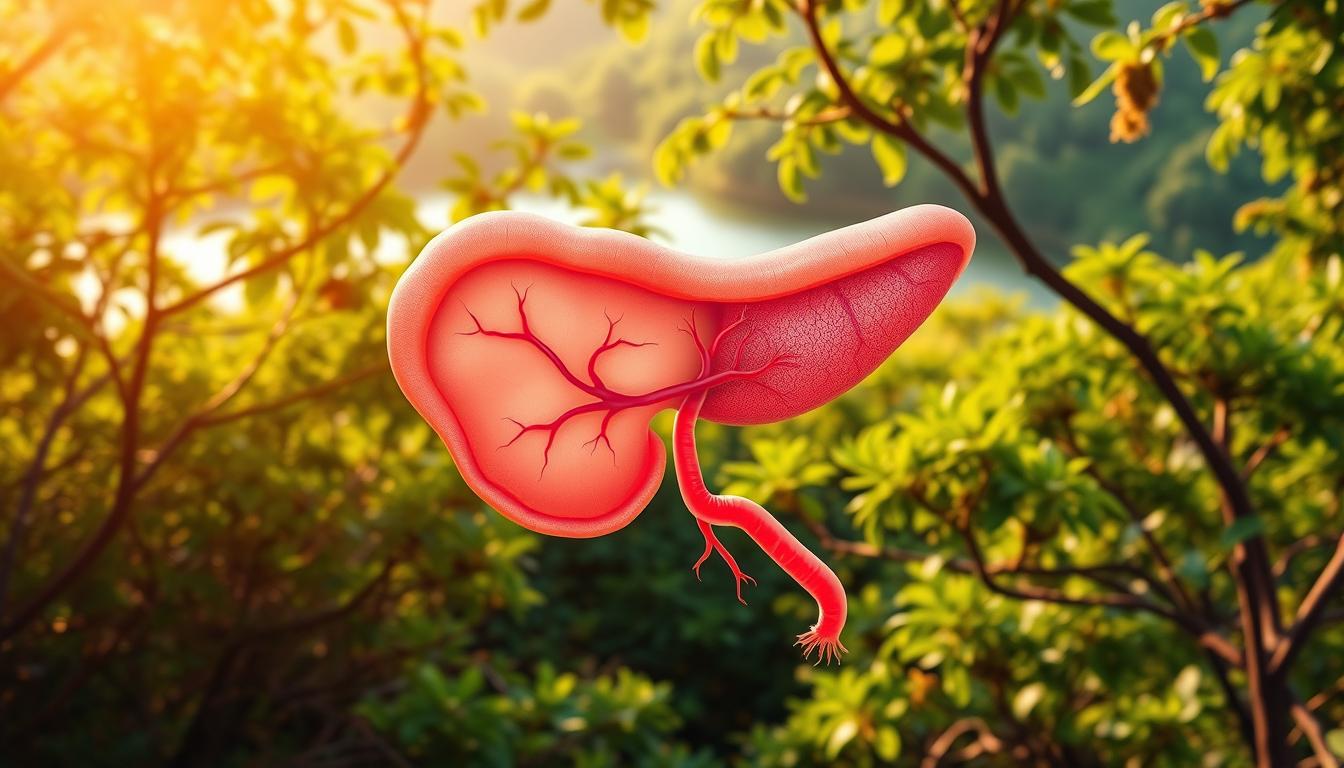 A vibrant, detailed illustration of natural pancreatic support. In the foreground, a cross-section of the pancreas is depicted, showcasing its intricate structure and the key components responsible for its function. The middle ground features a network of capillaries and blood vessels, highlighting the vital role of blood flow and nutrient delivery in supporting pancreatic health. In the background, a lush, natural landscape with verdant foliage and a serene body of water creates a calming, restorative atmosphere. The scene is illuminated by warm, natural lighting, casting a soft, diffused glow over the entire composition. The overall image conveys the scientific foundations of PZ-based protocols, emphasizing the importance of maintaining a healthy, balanced pancreatic ecosystem.