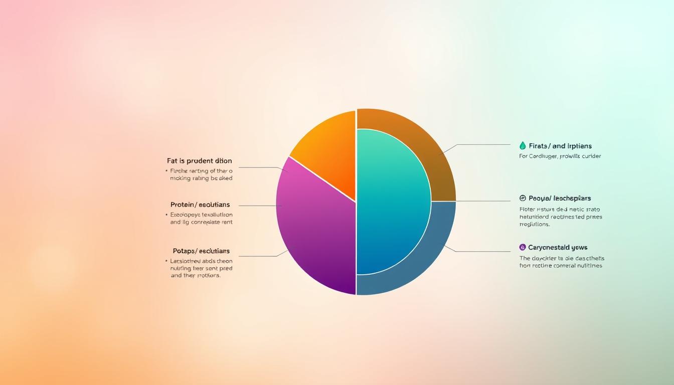 A vibrant, highly detailed diagram showcasing the macronutrient ratios of the ketogenic diet. In the foreground, a circular pie chart displays the precise proportions of fats, proteins, and carbohydrates, rendered with crisp edges and vivid colors. The middle ground features explanatory icons and labels, clearly communicating the core principles of the ketogenic approach. In the background, a soft, ethereal gradient sets a calm, scientific tone, complementing the precise, data-driven nature of the primary elements. The overall composition strikes a balance between technicality and visual appeal, serving as an informative and aesthetically pleasing illustration of the ketogenic macronutrient ratios.