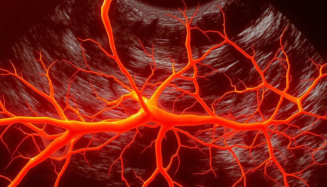 A vibrant transverse ultrasound image of human connective tissue, showcasing the intricate web of fascia, tendons, and ligaments. The scene is bathed in warm, directional lighting, casting soft shadows and highlighting the textural details. The image is captured with a high-resolution medical-grade ultrasound probe, providing a clear, detailed view of the tissue structure. The foreground prominently displays the layered, fibrous nature of the fascia, while the middle ground reveals the interconnected network of collagen fibers. The background subtly suggests the underlying muscle and bone, creating a sense of depth and anatomical context. This visually striking image aims to illustrate the complex and paradoxical nature of connective tissue changes associated with Ehlers-Danlos Syndrome. A vibrant transverse ultrasound image of human connective tissue, showcasing the intricate web of fascia, tendons, and ligaments. The scene is bathed in warm, directional lighting, casting soft shadows and highlighting the textural details. The image is captured with a high-resolution medical-grade ultrasound probe, providing a clear, detailed view of the tissue structure. The foreground prominently displays the layered, fibrous nature of the fascia, while the middle ground reveals the interconnected network of collagen fibers. The background subtly suggests the underlying muscle and bone, creating a sense of depth and anatomical context. This visually striking image aims to illustrate the complex and paradoxical nature of connective tissue changes associated with Ehlers-Danlos Syndrome.