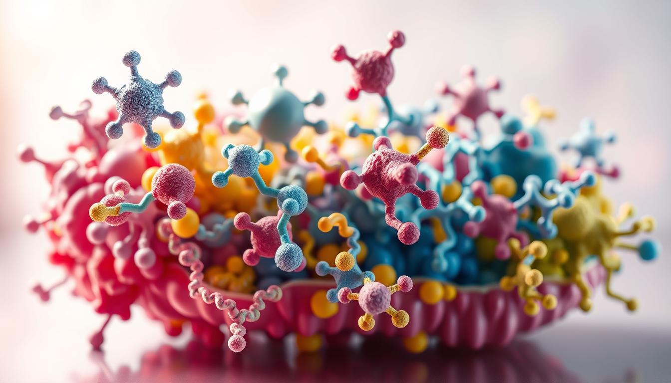 Vibrant, detailed cross-section of key fat metabolism enzymes, set against a clean, scientific backdrop. Prominently featured are the molecular structures of enzymes like hormone-sensitive lipase, adipose triglyceride lipase, and carnitine palmitoyltransferase, depicted in intricate 3D renders with crisp lighting and depth of field. The enzymes are arranged in a dynamic, interconnected layout, visually showcasing their roles in the complex process of fat breakdown and energy production. The overall mood is one of clinical precision and biological wonder, inviting the viewer to explore the inner workings of the body's fat-burning machinery. Vibrant, detailed cross-section of key fat metabolism enzymes, set against a clean, scientific backdrop. Prominently featured are the molecular structures of enzymes like hormone-sensitive lipase, adipose triglyceride lipase, and carnitine palmitoyltransferase, depicted in intricate 3D renders with crisp lighting and depth of field. The enzymes are arranged in a dynamic, interconnected layout, visually showcasing their roles in the complex process of fat breakdown and energy production. The overall mood is one of clinical precision and biological wonder, inviting the viewer to explore the inner workings of the body's fat-burning machinery.