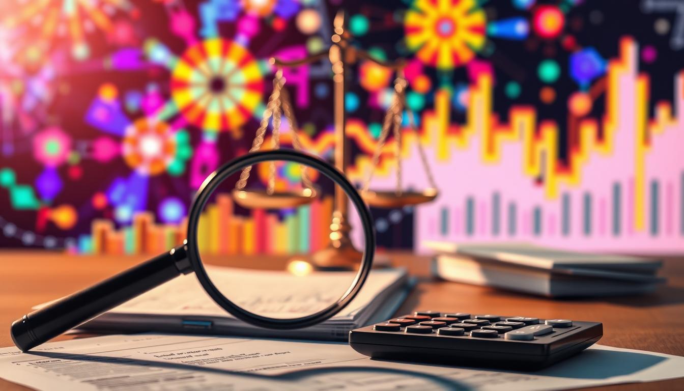 A captivating scene depicting "risk tolerance health plan" unfolds before us. In the foreground, a magnifying glass hovers over a table, casting a focused beam of light on a set of financial documents and a calculator, symbolizing the careful analysis of one's risk tolerance and financial trade-offs. The middle ground features a balanced scale, its delicate equilibrium representing the need to weigh the pros and cons of different health insurance options. In the vibrant background, a kaleidoscope of colorful charts and graphs paint a vivid picture of the financial landscape, hinting at the complexities involved in choosing the right health plan. Soft, warm lighting bathes the scene, creating a contemplative and thoughtful atmosphere, inviting the viewer to immerse themselves in the process of assessing their risk tolerance and financial well-being.