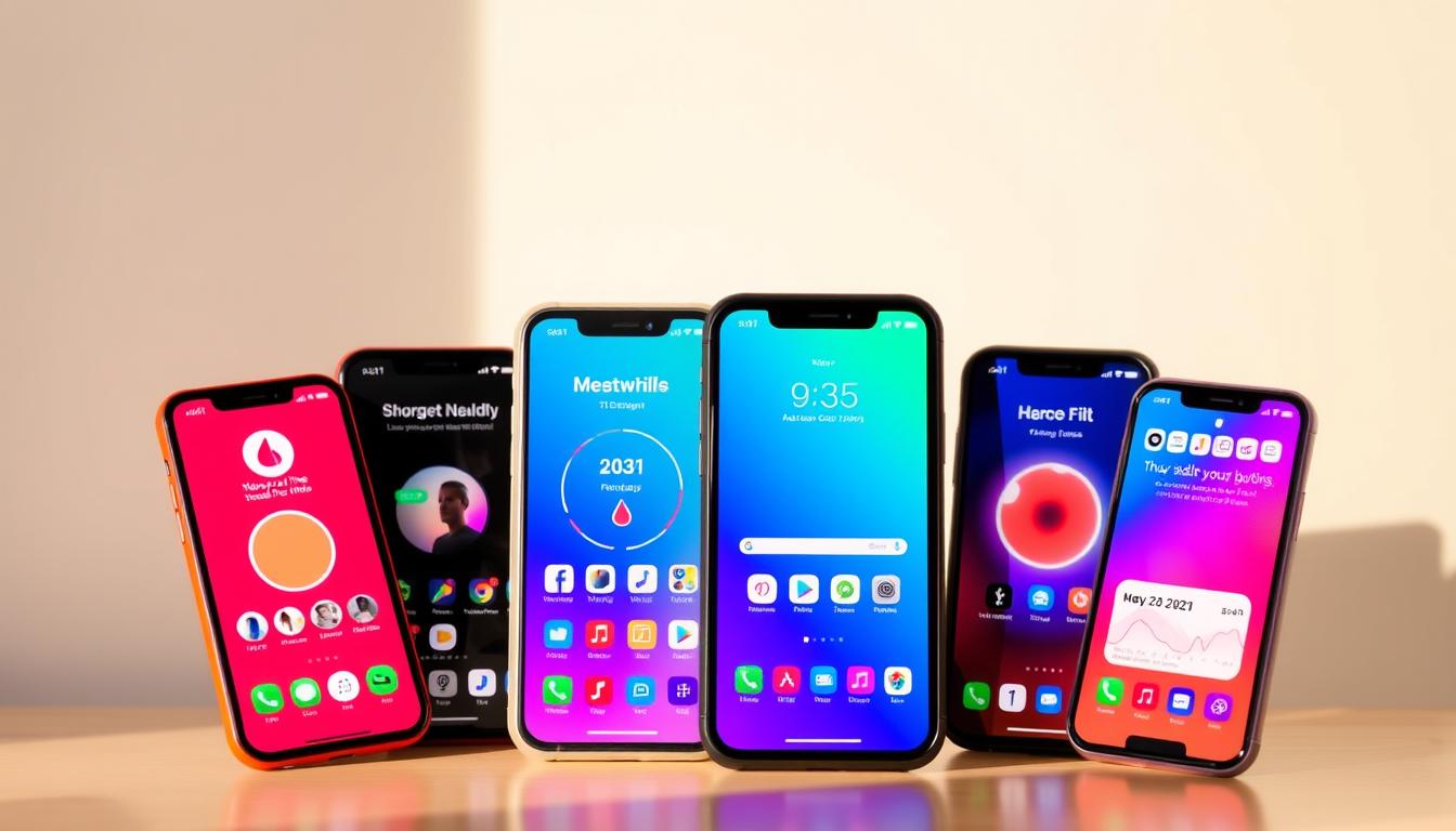 A high-quality, vibrant comparison of the top paid fitness apps in 2023, showcased on modern smartphone displays against a clean, minimal background. The apps are prominently displayed, with crisp icons and clear user interface elements. The scene is illuminated by warm, natural lighting, creating a sleek and professional look. The overall composition highlights the apps' features and functionality, inviting the viewer to explore the paid fitness app landscape.