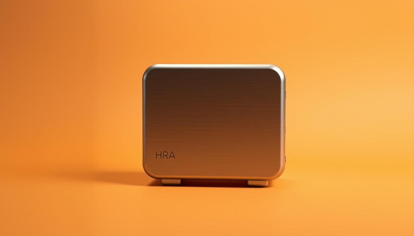 A modern, sleek stand-alone Health Reimbursement Arrangement (HRA) device set against a vibrant, minimalist background. The HRA is rendered in brushed metallic tones, its clean lines and compact form highlighting its functionality. Soft shadows cast by a single light source from the top-left create depth and a sense of dimensionality. The HRA is the central focus, surrounded by a harmonious gradient backdrop that shifts from warm tones at the bottom to cooler shades at the top, conveying a sense of balance and professionalism. The overall mood is one of sophistication and simplicity, reflecting the practical nature of stand-alone HRAs.