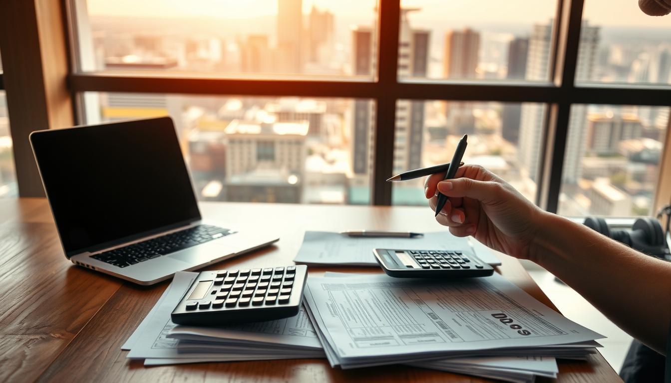 A modern, well-lit office interior with a wooden desk, a laptop, and a stack of IRS forms. In the foreground, a person's hands holding a calculator and a pen, deep in thought. Behind them, a large window overlooking a vibrant cityscape, bathed in warm, natural light. The mood is one of focused contemplation, as the person grapples with understanding the complexities of IRS penalties and interest. The scene conveys a sense of the importance and gravity of the subject matter, while maintaining a vibrant and professional atmosphere. A modern, well-lit office interior with a wooden desk, a laptop, and a stack of IRS forms. In the foreground, a person's hands holding a calculator and a pen, deep in thought. Behind them, a large window overlooking a vibrant cityscape, bathed in warm, natural light. The mood is one of focused contemplation, as the person grapples with understanding the complexities of IRS penalties and interest. The scene conveys a sense of the importance and gravity of the subject matter, while maintaining a vibrant and professional atmosphere.