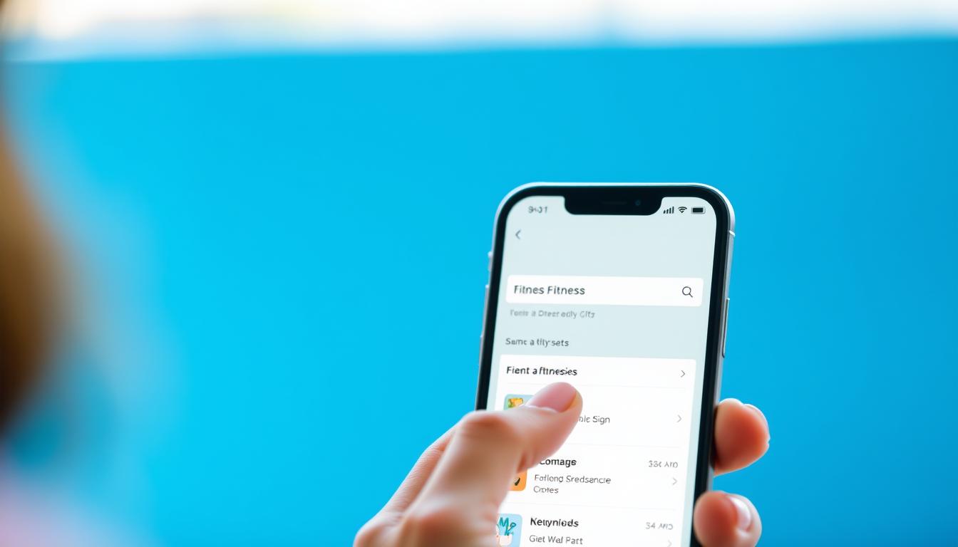 A sleek, modern fitness app interface with a clean, minimalist design. In the foreground, a woman's hand taps on a smartphone screen, carefully navigating the app's menu. The background features a soft, blurred gradient of vibrant blues and greens, creating a calming, serene atmosphere. The lighting is natural, slightly diffused, with a warm, inviting glow. The overall composition conveys a sense of user-friendliness and transparency, hinting at the absence of hidden costs or surprises within the budget-friendly fitness app.