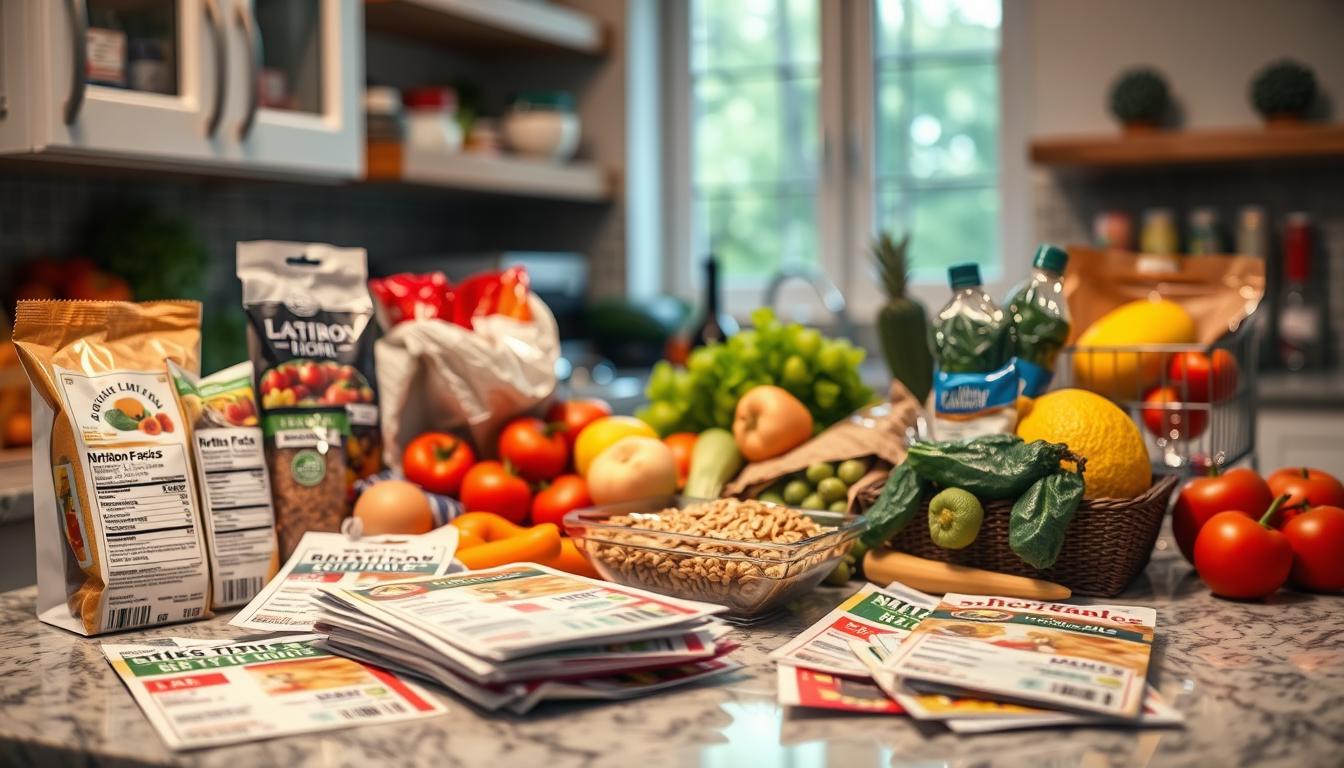 A vibrant scene of a well-organized kitchen counter showcasing various coupons, nutrition labels, and healthy grocery items. In the foreground, an array of colorful coupons and food packages are neatly arranged, demonstrating smart shopping strategies. The middle ground features a balanced spread of fresh produce, whole grains, and lean protein sources, highlighting the importance of nutritional awareness. In the background, a warm, inviting light filters through a window, creating a welcoming atmosphere that encourages mindful decision-making. The overall composition conveys a sense of efficiency, organization, and a commitment to making informed, cost-effective choices for a healthier lifestyle. A vibrant scene of a well-organized kitchen counter showcasing various coupons, nutrition labels, and healthy grocery items. In the foreground, an array of colorful coupons and food packages are neatly arranged, demonstrating smart shopping strategies. The middle ground features a balanced spread of fresh produce, whole grains, and lean protein sources, highlighting the importance of nutritional awareness. In the background, a warm, inviting light filters through a window, creating a welcoming atmosphere that encourages mindful decision-making. The overall composition conveys a sense of efficiency, organization, and a commitment to making informed, cost-effective choices for a healthier lifestyle.