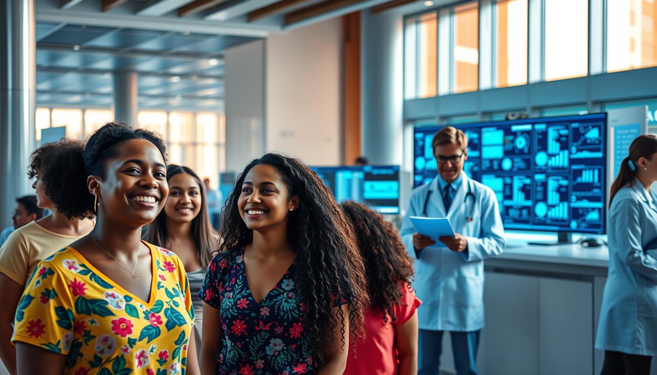 Colorful and vibrant clinical trial research on CCK, the gut hormone that may aid natural weight loss. In the foreground, a group of diverse participants undergoing physical examinations, their expressions hopeful. In the middle ground, researchers in lab coats diligently monitoring data on digital displays. The background depicts a modern medical facility, with sleek architectural elements and windows bathed in warm, natural lighting. An atmosphere of scientific discovery and potential solutions to the challenge of healthy weight management. Colorful and vibrant clinical trial research on CCK, the gut hormone that may aid natural weight loss. In the foreground, a group of diverse participants undergoing physical examinations, their expressions hopeful. In the middle ground, researchers in lab coats diligently monitoring data on digital displays. The background depicts a modern medical facility, with sleek architectural elements and windows bathed in warm, natural lighting. An atmosphere of scientific discovery and potential solutions to the challenge of healthy weight management.